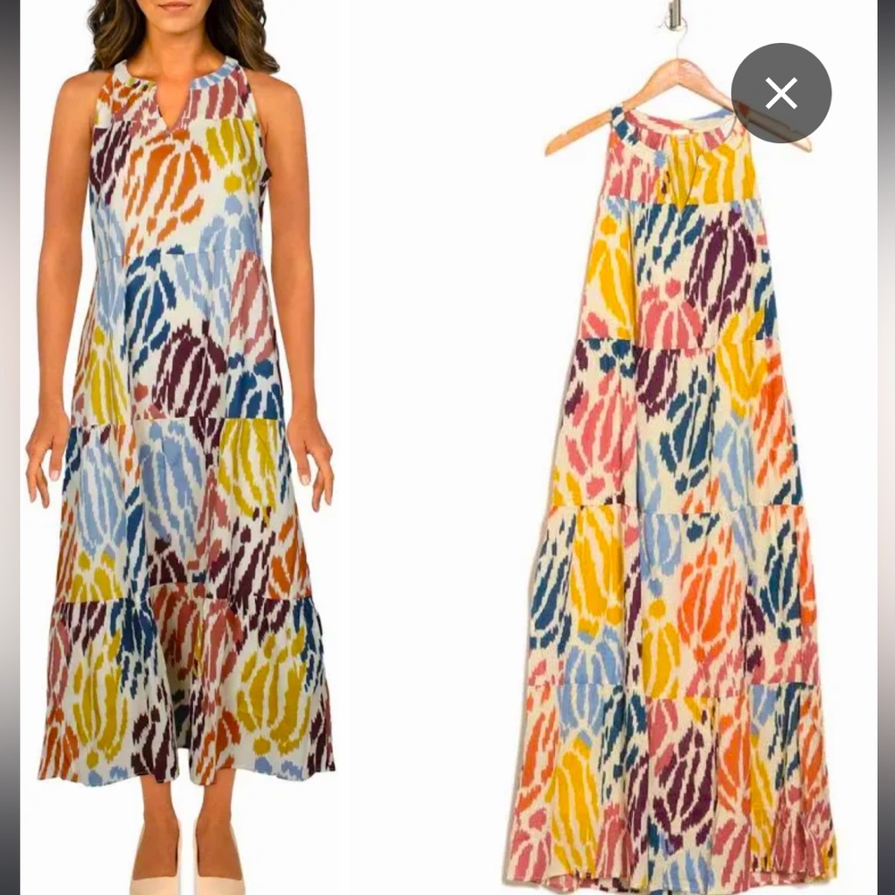 ♥️Tahari Multicolored 🤎💛 💜💙🧡 Maxi Dress